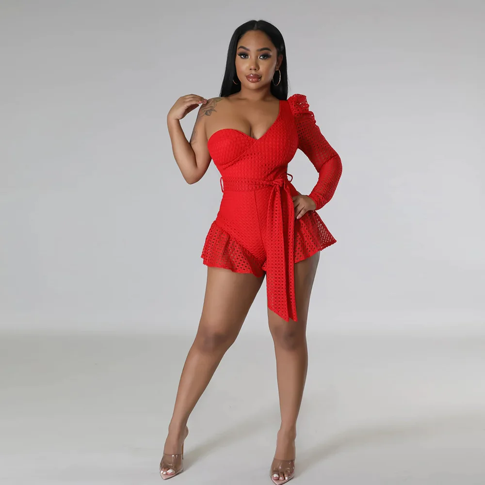 

Сексуальный однотонный Повседневный боди с открытыми плечами, модный короткий женский костюм, новинка 2023, женская одежда, комбинезоны