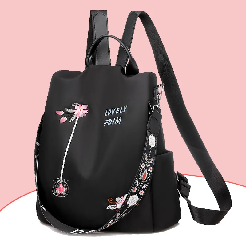 Oxford Waterproof Women Backpack 2023Female Large Capacity Travel Shoulder Handbag Anti-theft School Bag Embroidery Designer Bag