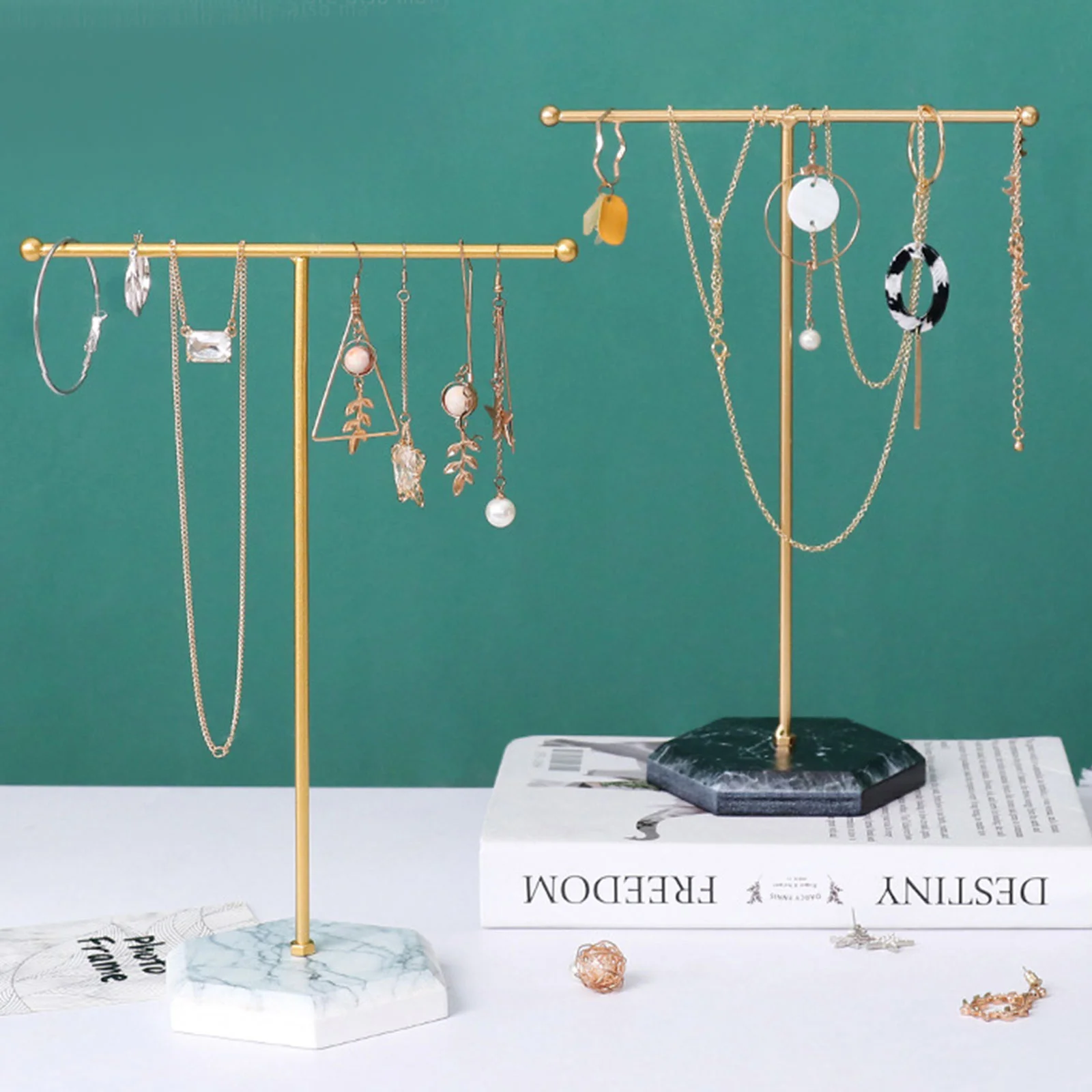 Jewelry Earring Holder Stand T Organizer Necklace Rack Display Bar Stands Metal Hanging Simple Dangle Holders Retailshape