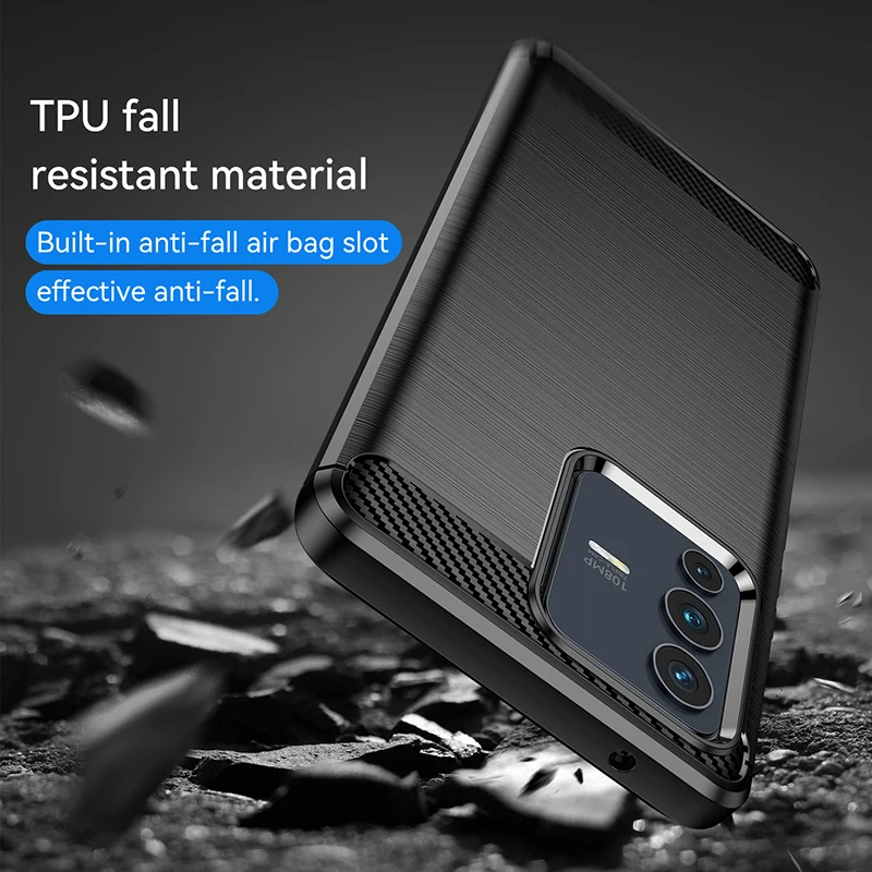 For VIVO V23 Pro Case Silicone Carbon Fiber Soft Rubber TPU Matte Cover For VIVO V23 Pro Cover Rubber For VIVO V23 Pro Case