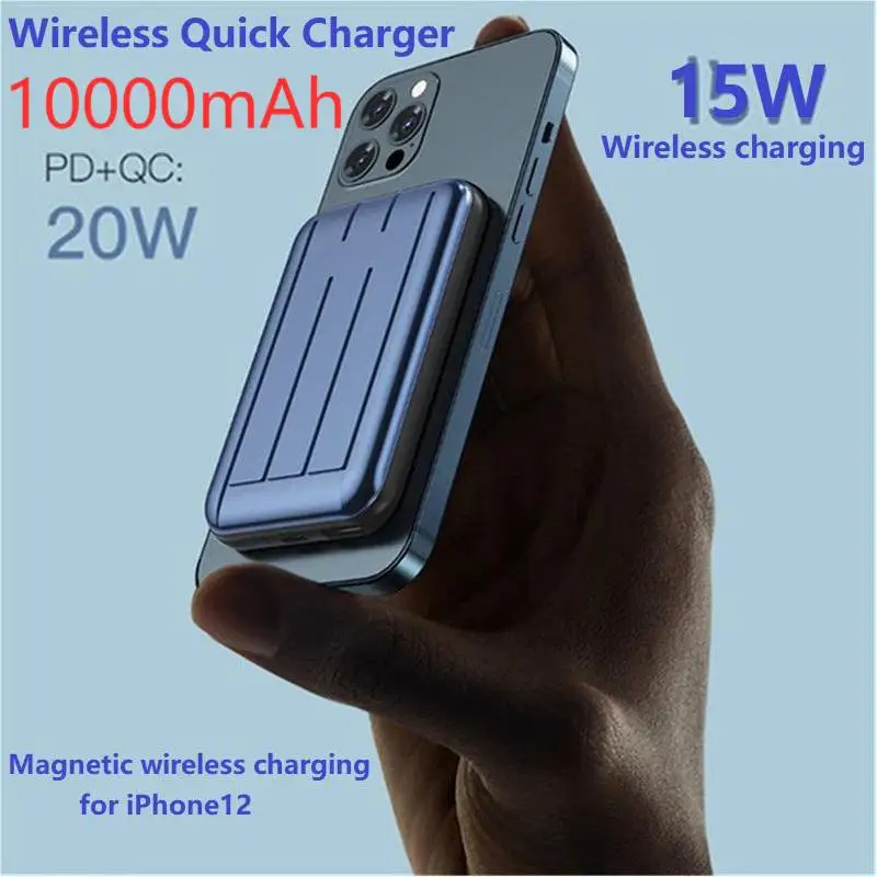 

10000mah Magnetic Portable Wireless Power Bank 15W Fast Charger Mobile Phone External Battery for Iphone 13 12 11 Pro Max Xiaomi