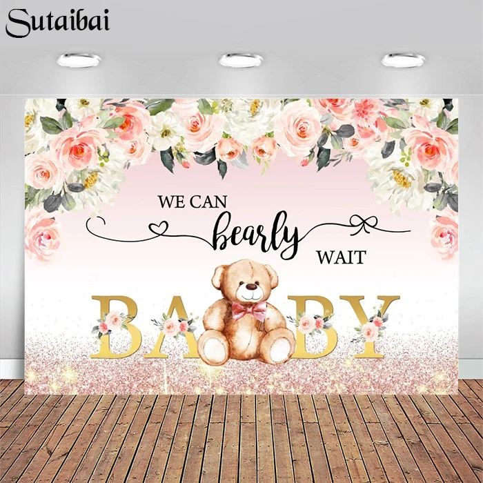 

Baby 1st Birthday Photography Backdrop Teddy Bear Portrait Photographic Background Party Decoration Photo Studio Props