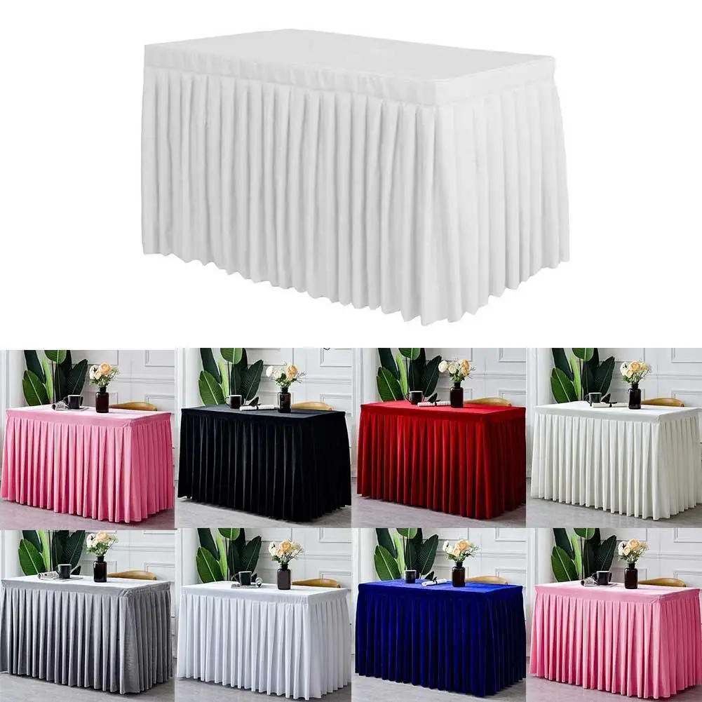 

Rectangle Ruffled Wedding Table Cover Spandex Stretch Bar Banquet Table Cloth Linen Hotel Event Party Table Decoration