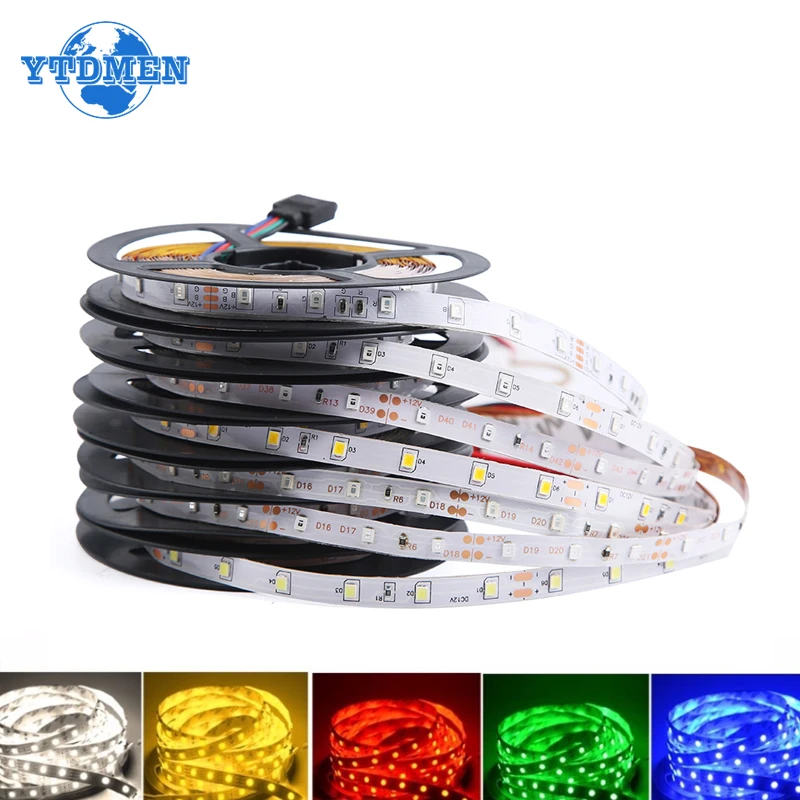 

RGB-Лента светодиодная SMD 2835, 12 В постоянного тока, 5 м, 60 светодиодов/м
