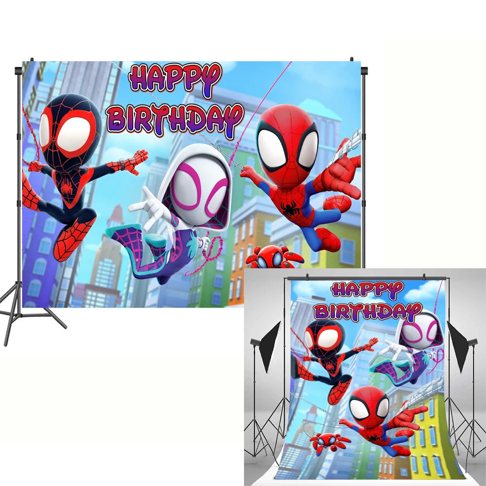 

Настраиваемый фон для фотосъемки на день рождения Spidey и His Amazing Friends, баннер, знак, плакат, детская вечеринка, товары для украшения