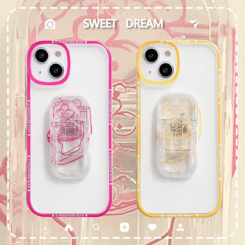 

Disney Strawberry Bear Mickey Mouse Donald Duck Phone Case for iPhone 11 12 13 mini pro XS MAX 8 7 Plus X XR Cover