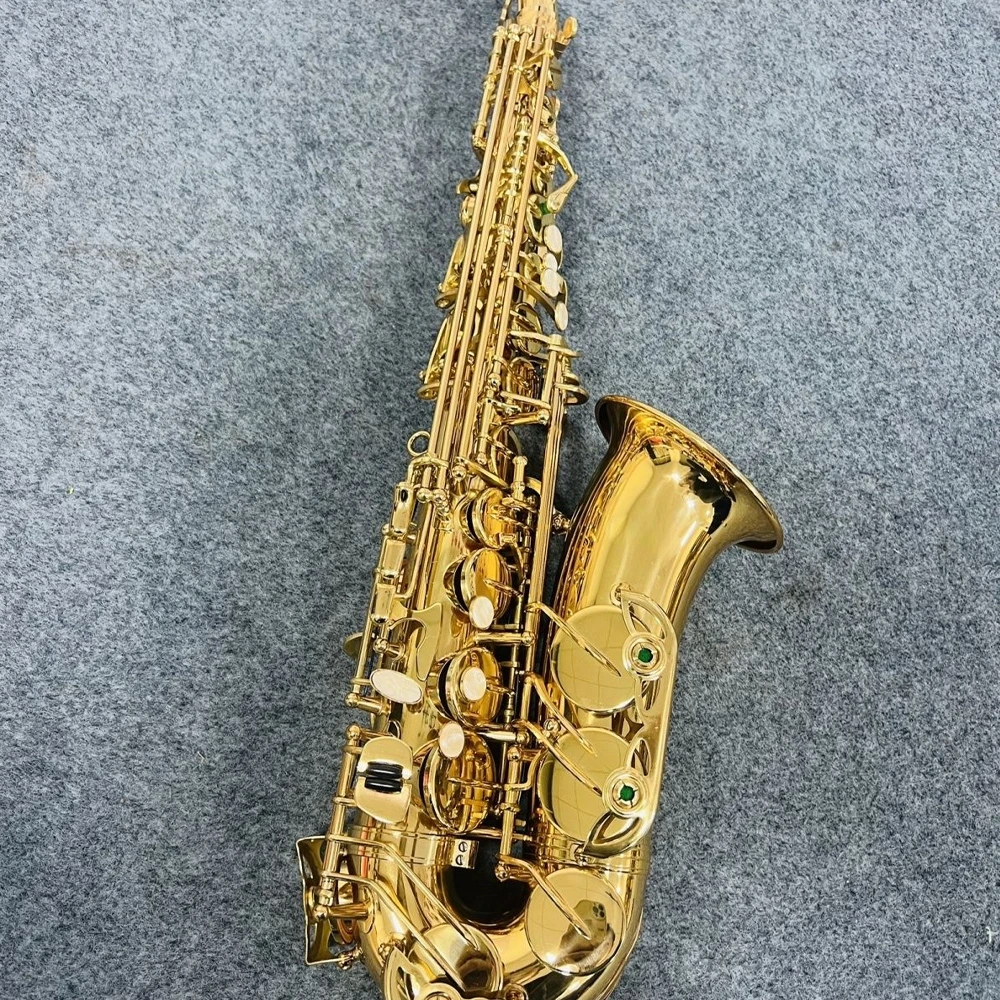 

Альт-саксофон 992, E-flat, лакированный, золотистый, латунный, один в один, японское ремесло, профессиональный джазовый инструмент с мундштуком sax