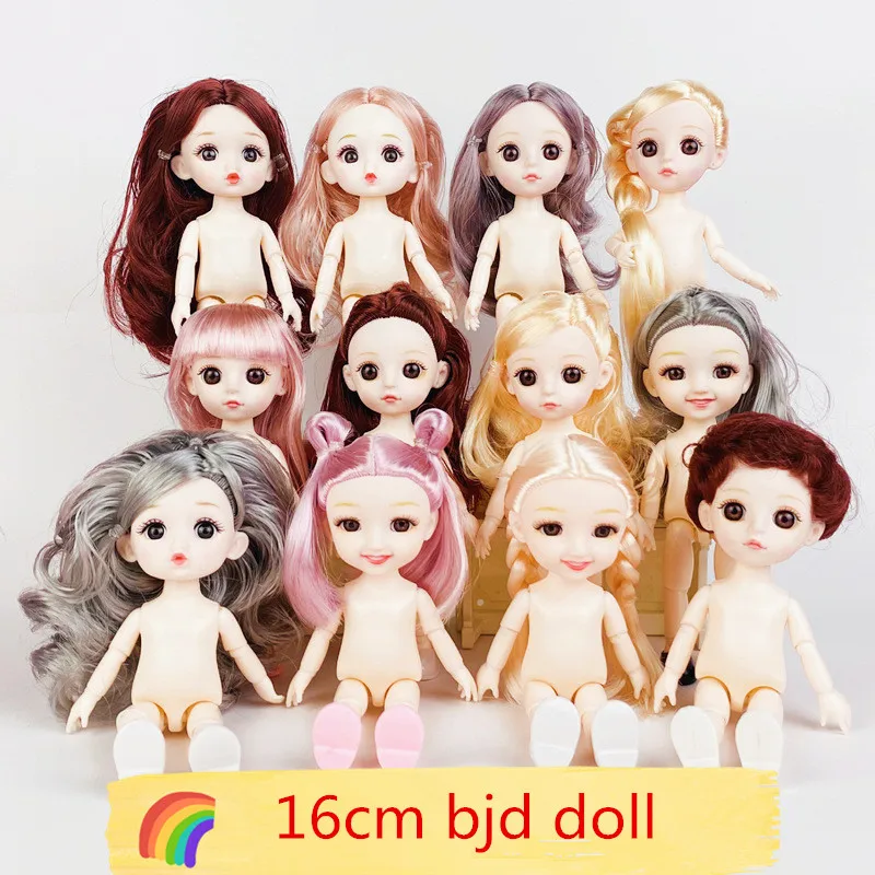 

16cm BJD Doll 1 /12 Mini Detachable Neck Nude Doll 13 Movable Joints Cute Body Dress Up DIY Toy Dolls 3D Eyes Girl Fashion Gift