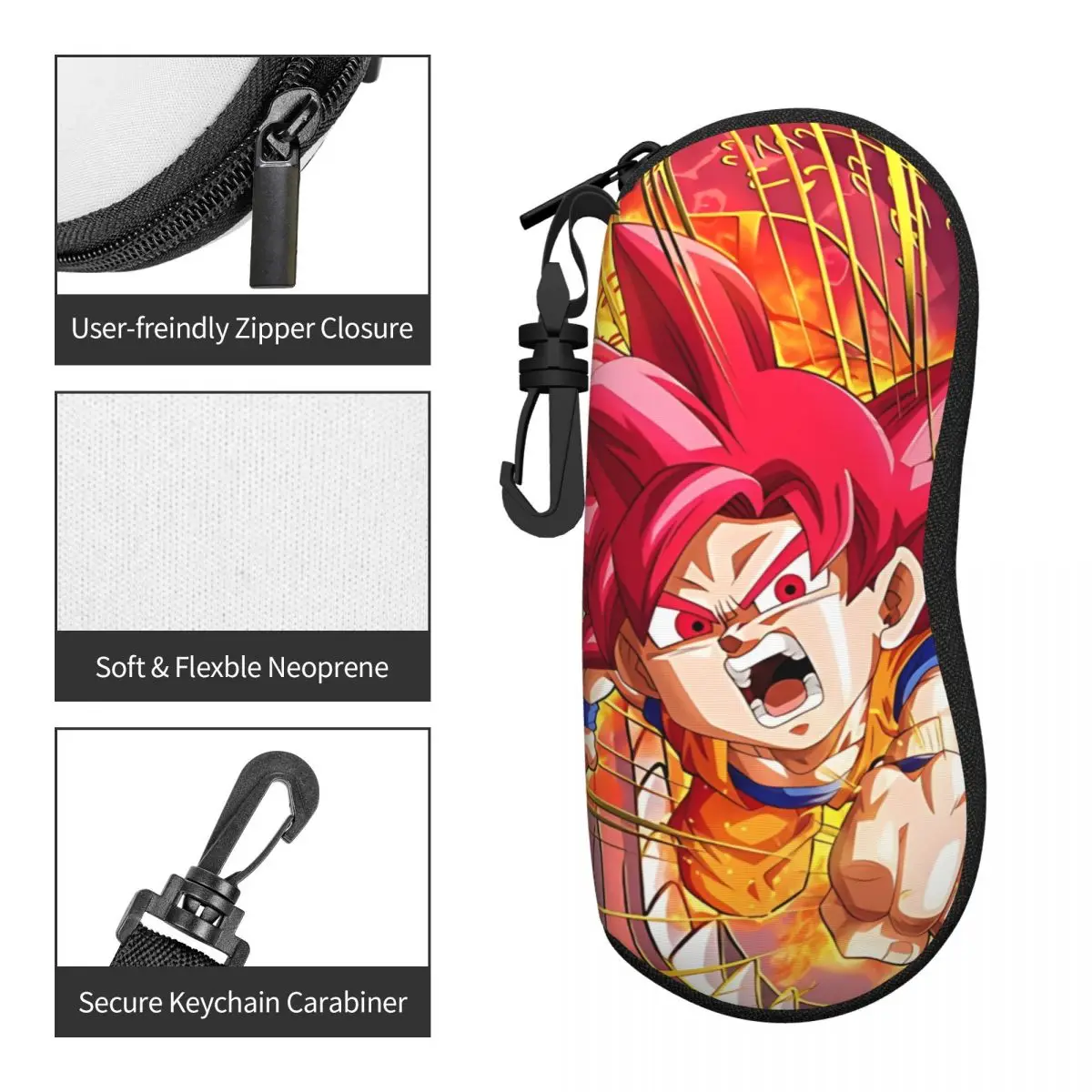 Фото Мягкий чехол для очков Custom DBZ G-Gokues Manga из неопрена с молнией, защитный футляр для очков, индивидуальный дизайн. №4