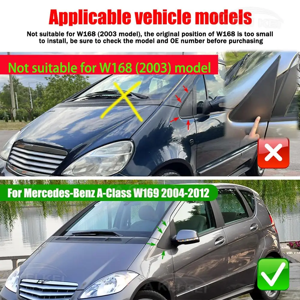 Фото A1696900187 Накладка на треугольную часть зеркала заднего вида для Mercedes-Benz A-Class W169 2004-2012, декоративная накладка на панель дверного зеркала A1696900287 №2