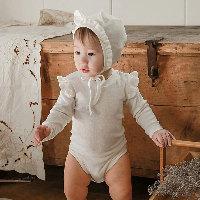 RiniLucia Newborn Baby Girls Boys Rompers Clothes Toddler Infant Long Sleeve Ruffle Casual Jumpsuit Baby Sleepwear Outfits