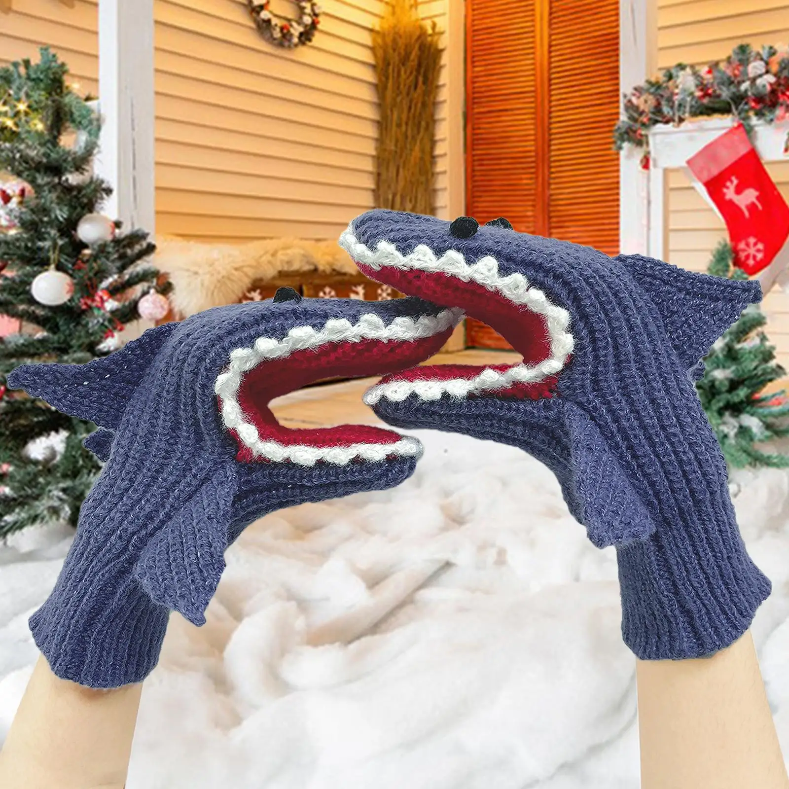 Зимние перчатки для взрослых мальчиков и девочек эластичные манжеты в виде акулы