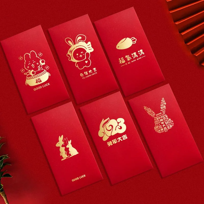 

2023 Lucky Money Rabbit Cartoon Red Envelopes Chinese New Year Red Packets Spring Festival Hongbao Wedding Gift Money Bag 10 PCS
