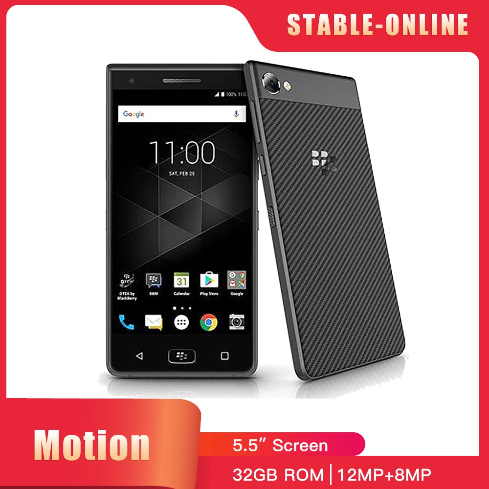 

Original BlackBerry Motion 4G LTE Mobile Phone Unlocked 5.5'' Android OS SmartPhone 12MP Camera 4GB RAM 32GB ROM CellPhone