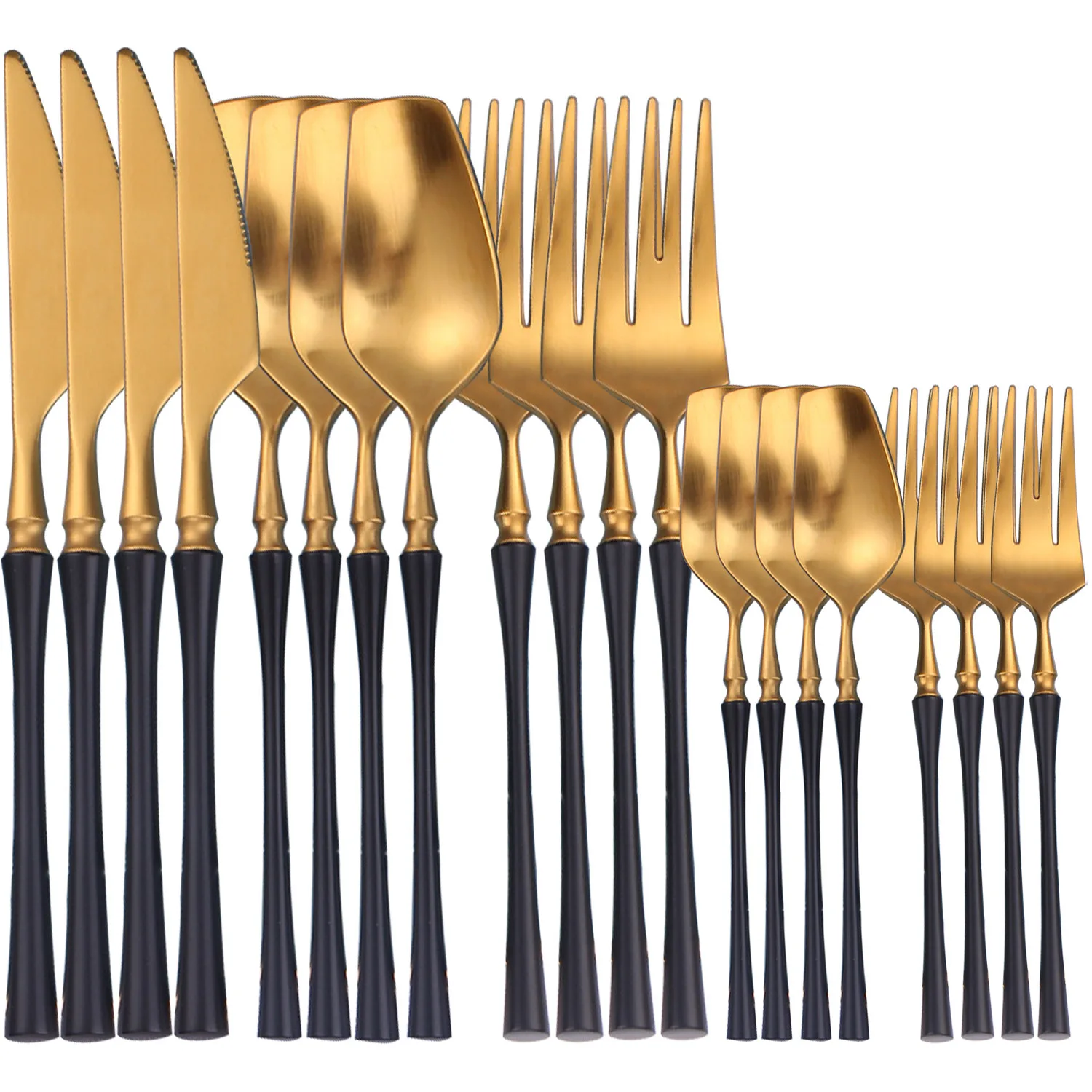 

20pcs Matte Stainless Steel Tableware Dinnerware Set Black Knife Fork Spoon Luxury Cutlery Set Kitchen Flatware Dishwasher Safe