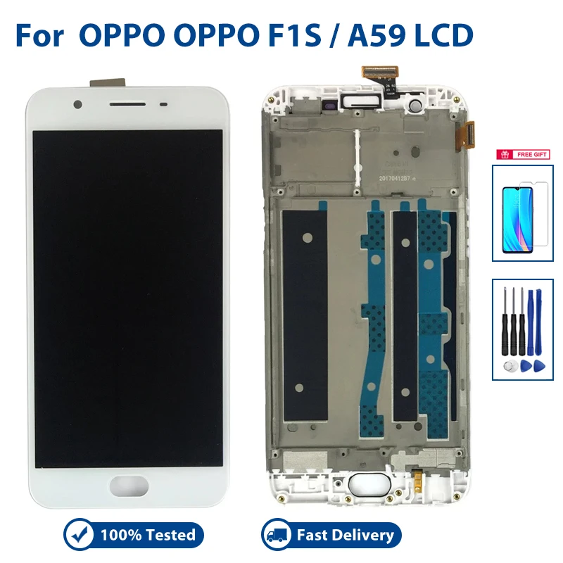 100% протестированный новый для OPPO F1s ЖК-экран сенсорный дигитайзер сборка Замена для 5,5 дюймов OPPO A59 A1601 с рамкой