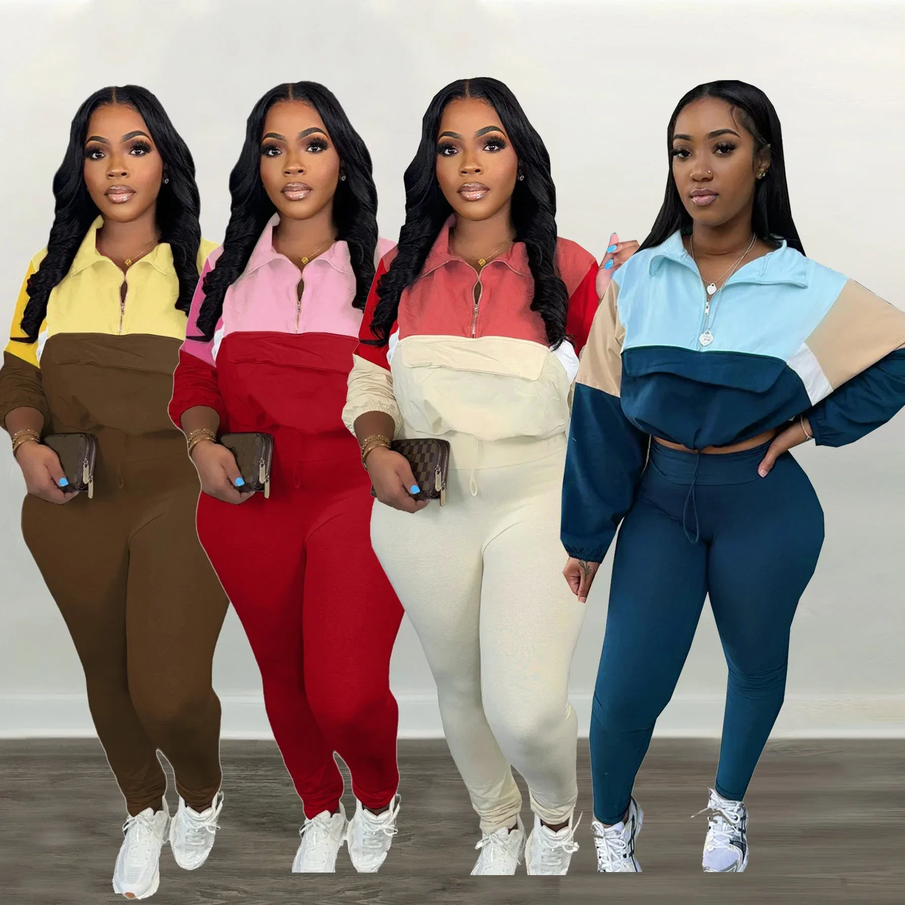 Укороченные куртки Топы Комплект брюк из 2 предметов Сексуальная одежда