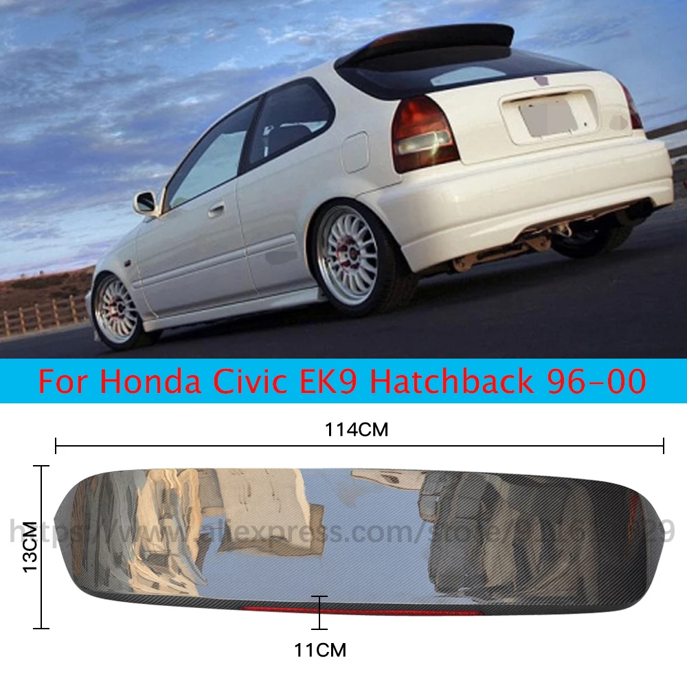 

Задний спойлер из углеродного волокна крылья багажник губа со светодиодный светильник кой для Honda Civic EK9 K8 3D ложка 1996-2000