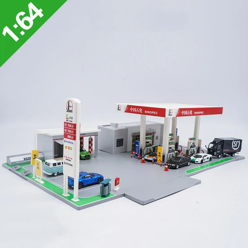 

1/64 Scale Simulation Sinopec Gas Station Replica Model toy scene set gas station car model Home office decoration display