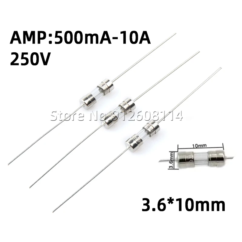 

Стеклянные предохранители 3.6*10 мм 20 шт