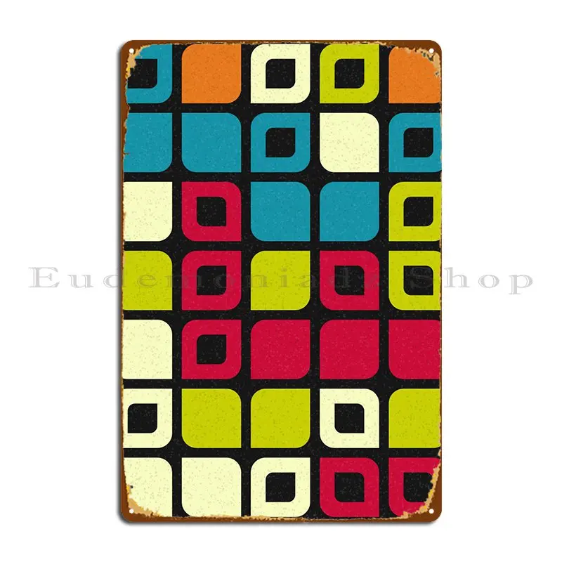 

Geometric Pattern Metal Signs Club Party Retro Wall Decor Designing Club Tin Sign Poster