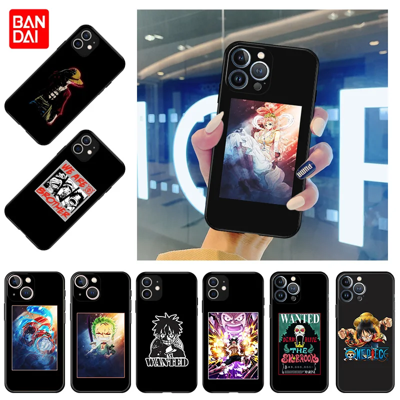 

Matte Case For iPhone 13 12 11 Pro Max SE XR XS X 7 8 6 6s Plus Mini One Piece Anime Silicone Black Protective Soft Phone Cover
