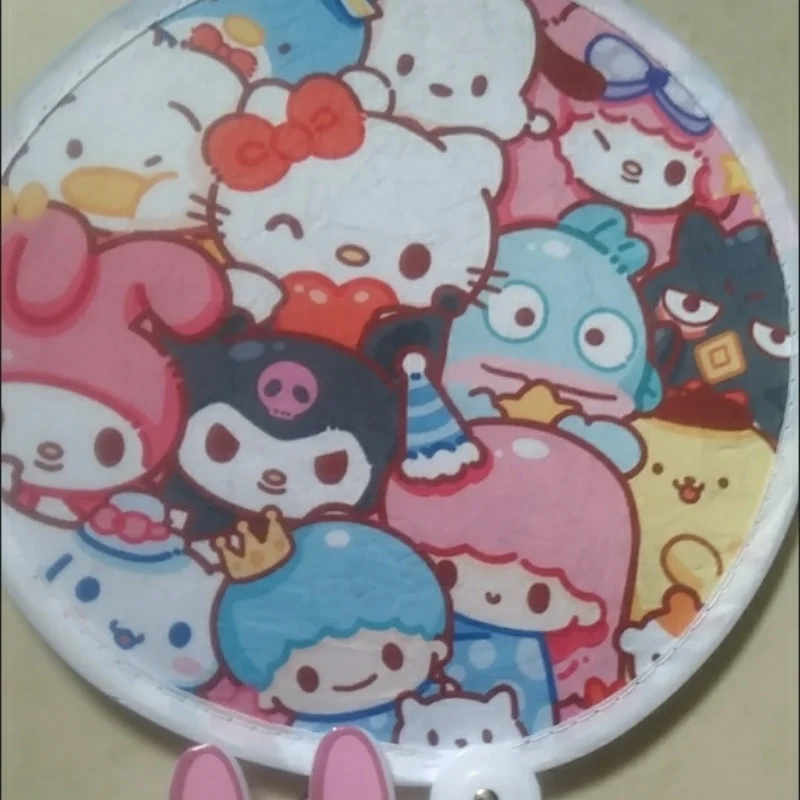 Фото Портативный складной вентилятор Kawaii Sanrio с персонажами Куроми и Май Мелоди, летний уличный вентилятор для путешествий, подарок для девочек №4