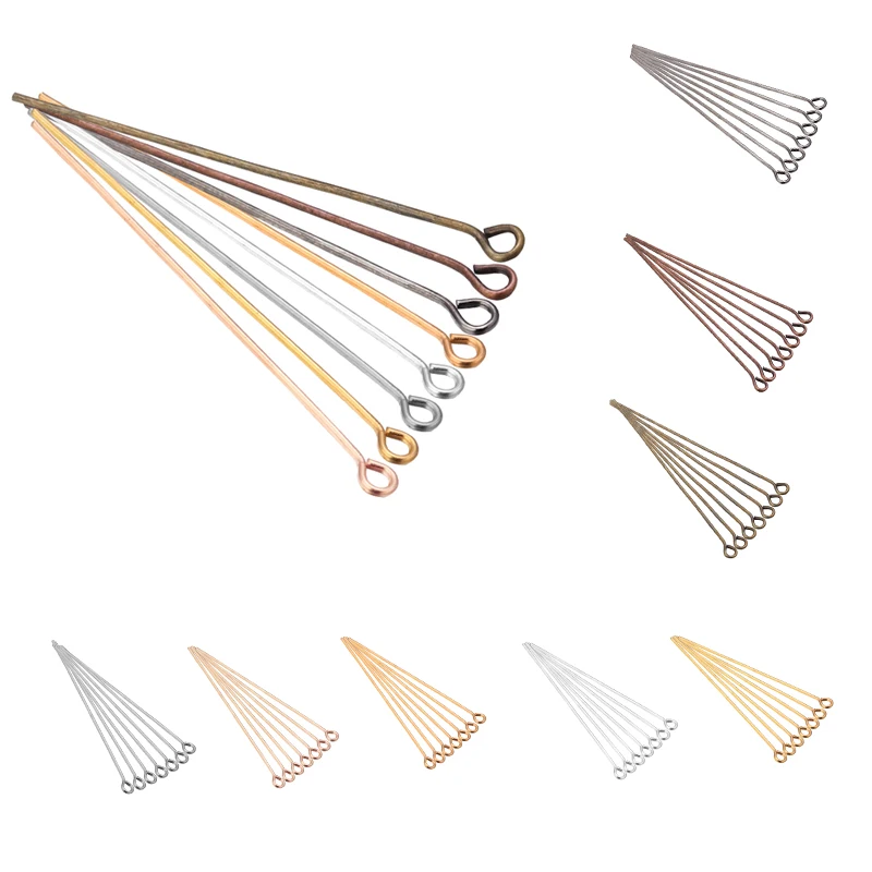 100pcs/Lot Multiple Color Iron Heads Eye Needle Flat Head Pin For Jewelry Findings Making Accessories Wholesale Supplies - купить по