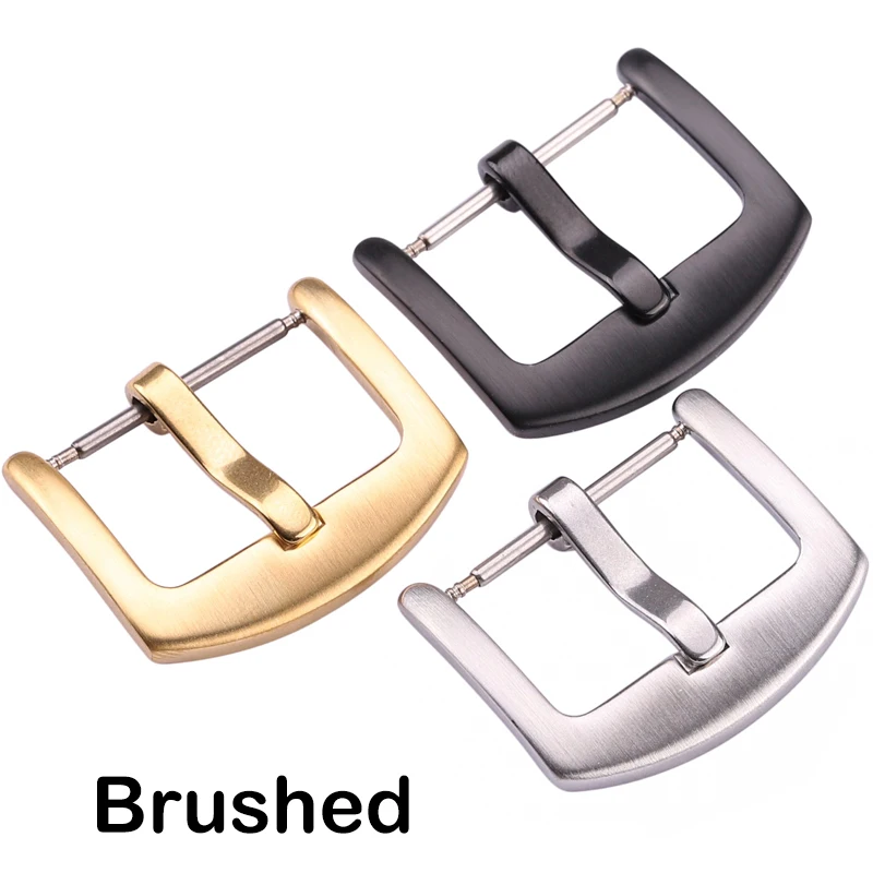

Wholesale 18 20 22 24mm 316L Stainless Steel Watch Band Buckle Black Brushed Men Strap Watchbands Clasp Accessories