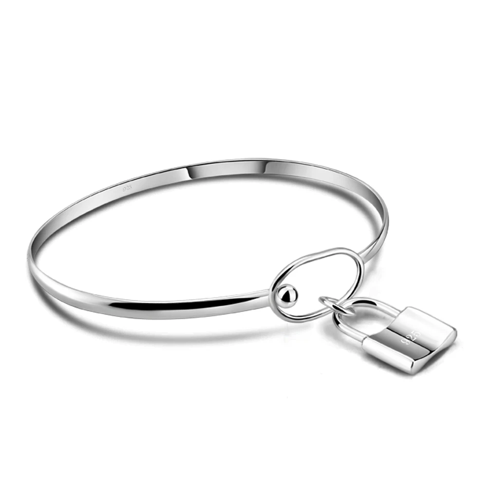 

ziqiudie S925 Sterling Silver thin bracelet Women's fashion Sweet lockhead Silver bracelet Summer jewelry couple jewelry