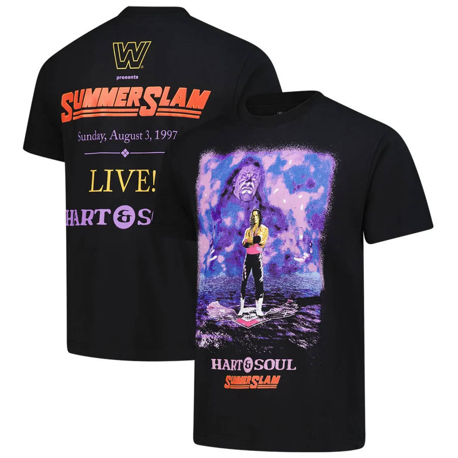 Мужская черная футболка с винтажным принтом Bret Hart Hart&Soul, классическая модная модель, свободного кроя, дышащая, подходит для активного отдыха на природе (art.: 3920d7cdc8571) - 3920d7cdc8571