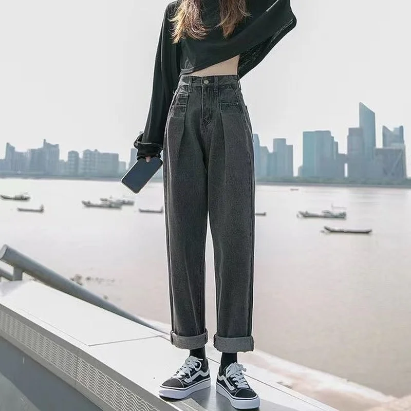 Винтажные женские джинсы в стиле Харадзюку свободные модные шикарные брюки с