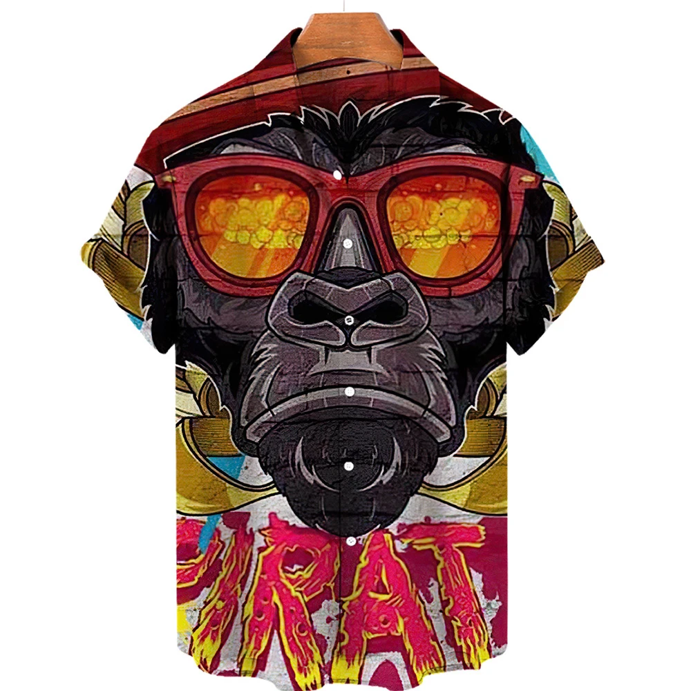Hawaiian men's 3D skull shirt, large casual shirt, street clothing, beach top, short-sleeved shirt, fashion T-shirt