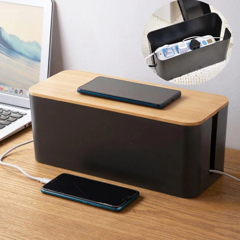 

Cable Storage Box Plastic Power Line Storage Case Anti Dust Charger Socket Organizer Network Line Desk Organizers for Home
