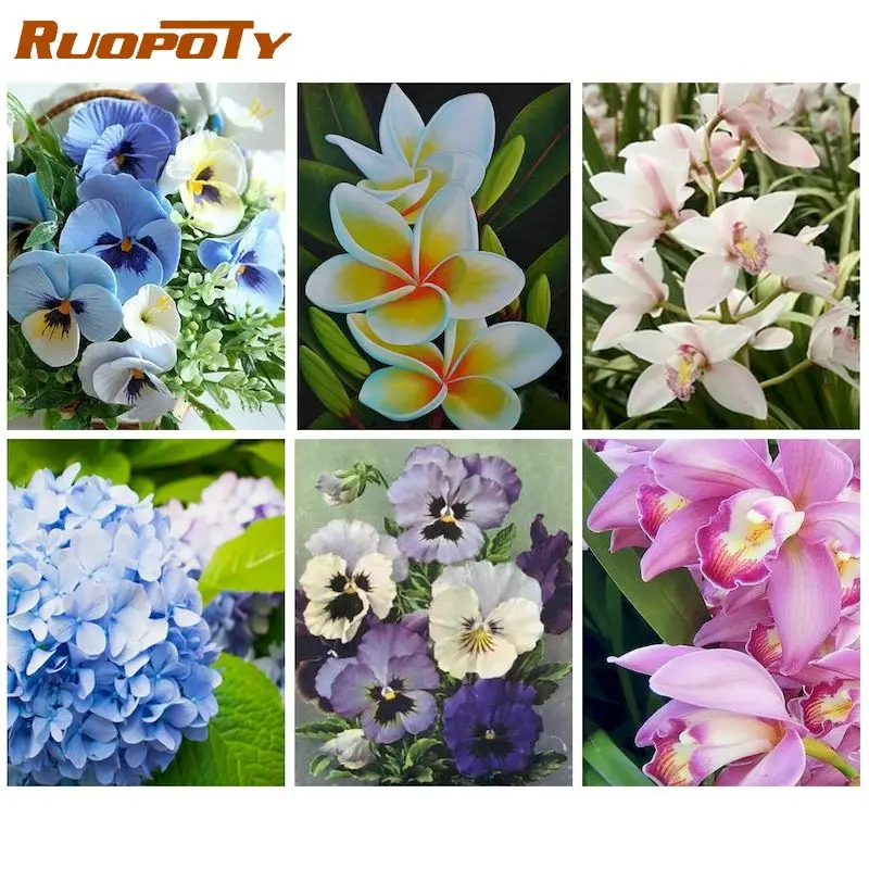 

RUOPOTY Diamond Painting Flowers 5D DIY Diamond Mosaic New Arrival Embroidery Ready Frame Full Square Rhinestone Art