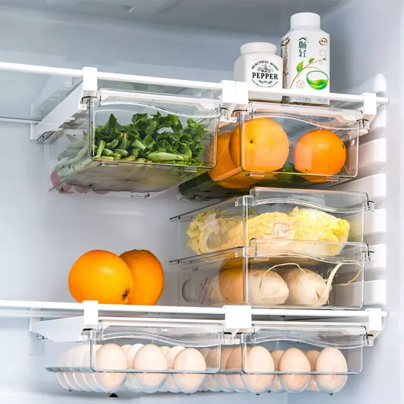 

NEW2023 Fresh-keeping Kitchen Organizer Fridge Organizer Fruit Egg Refrigerator Storage Box Under-shelf Refrigerator Drawer Box