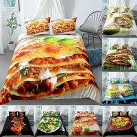 23pcs food pattern twin full queen king size bedding set duvet cover pillowcase single double bed set