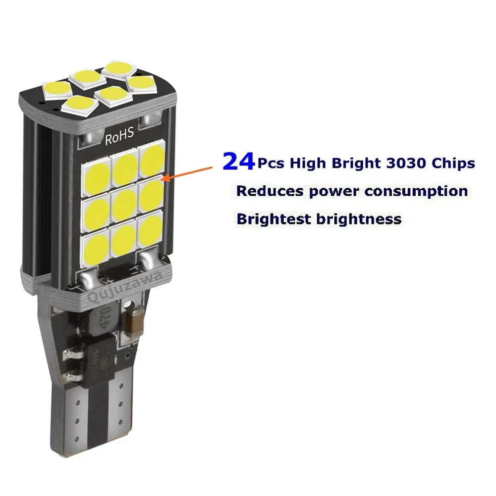 

2pcs No Error T15 LED Backup Reverse Brake License Plate Tail Light Bulb Parking 360 Degree Car Reverse Backup Lights