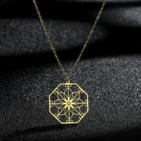 chengxun ancient greek octagon mandala geometry necklace pendant for women girls dainty charm neck clavicle chain jewelry female