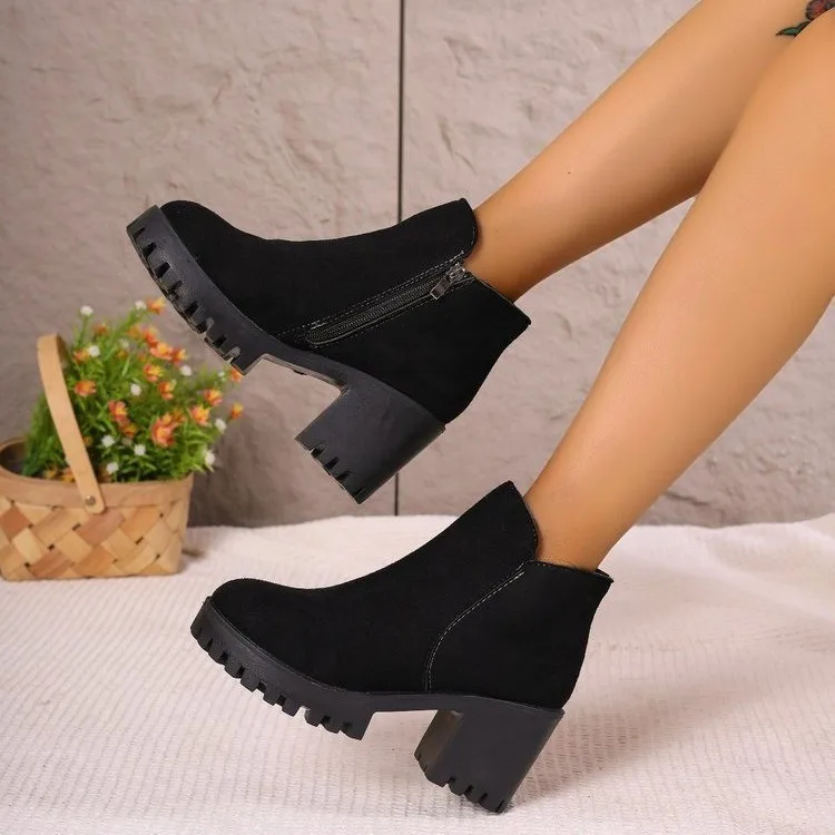 

Autumn Winter Shoes Woman Heels 2023 Fashion Female Heels Side Zipper High Heels Boots Boots Working Party Ankle Boots