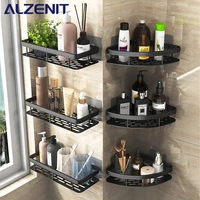 corner shelf velcro shower storage rack aluminum shampoo holder wall mounted black organizer bathroom caddy kitchen accessories