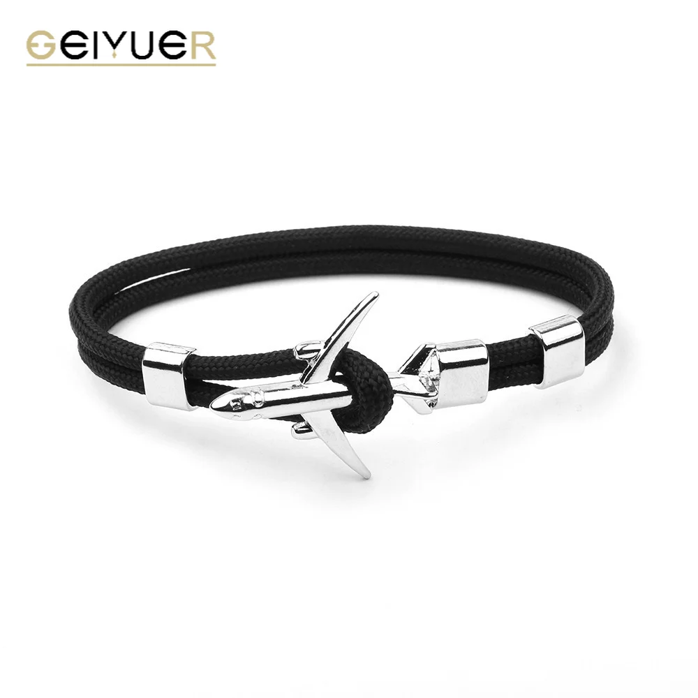 

New Charm Survival Rope Chain Airplane Anchor Bracelets for Women Multilayer Braid Bracelet Men Trendy Jewelry Gifts Pulseras