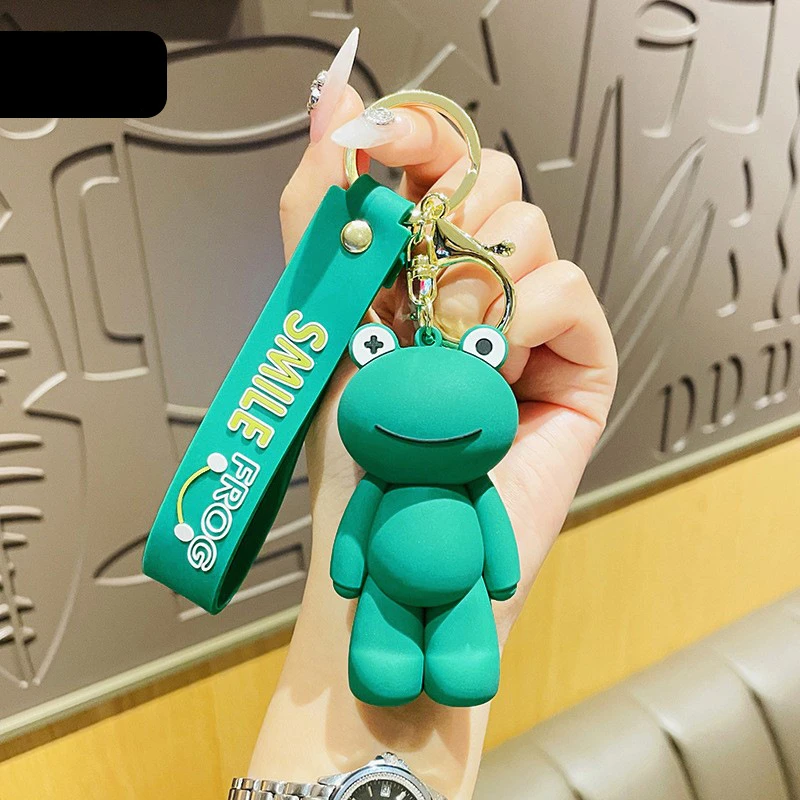 

Cartoon Smiling Face Standing Cool Frog Key Chain Ring Cute Creative Frog Doll Car Key Chain Bag Couple Pendant Gift YS259