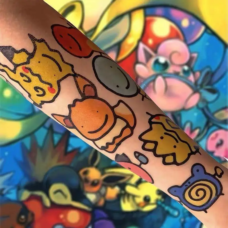 

Pokemon Themed Tattoo Stickers Kids Birthday Party Decorations Cartoon Pikachu Party Tattoo Sticker Baby Shower Party Supplies