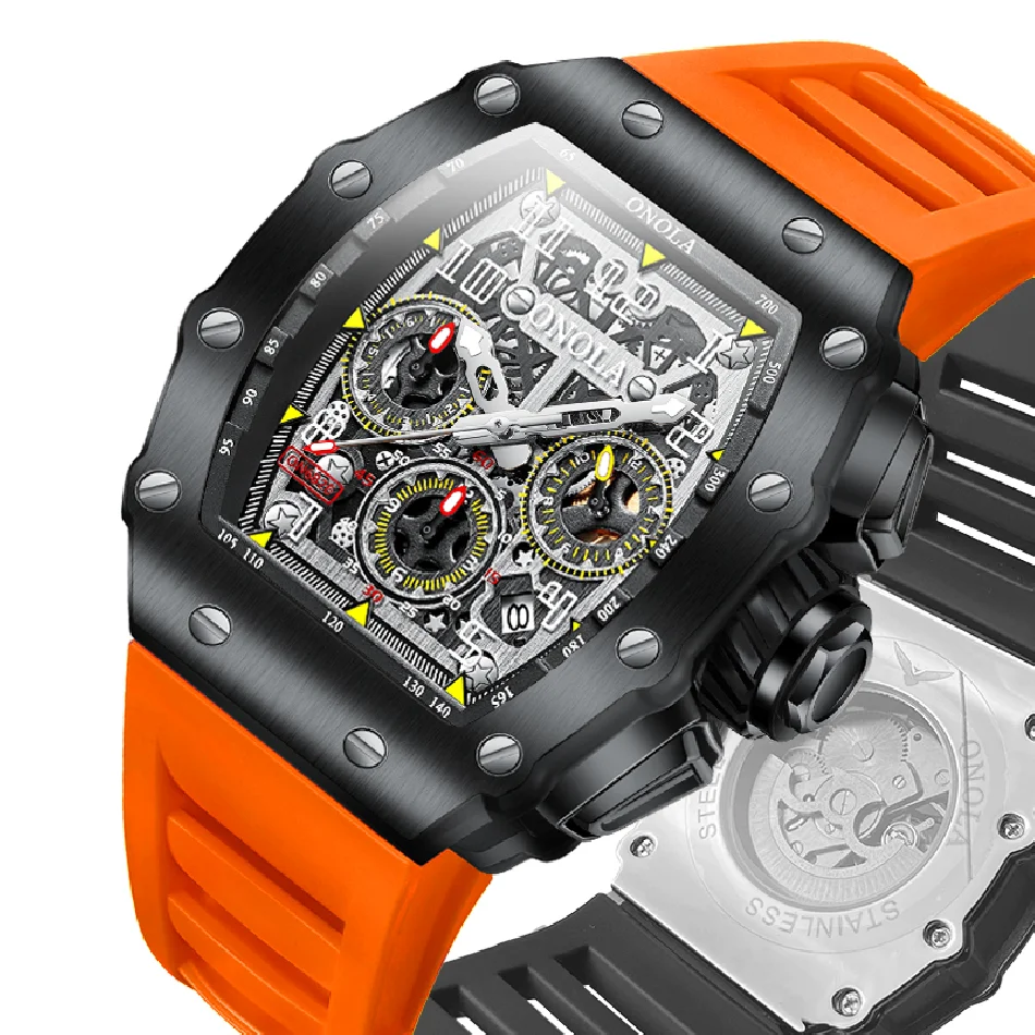 

Luxury Watch Men ONOLA Fashion Unique Design Multi-functional Automatic Mechanical Watches Men's Tape Waterproof Wristwatch
