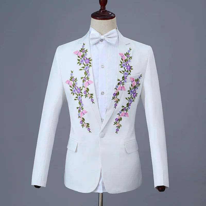 

Новинка 2022, Модный облегающий деловой повседневный элегантный мужской костюм джентльмена с вышивкой для свадьбы, Рождества, Хэллоуина