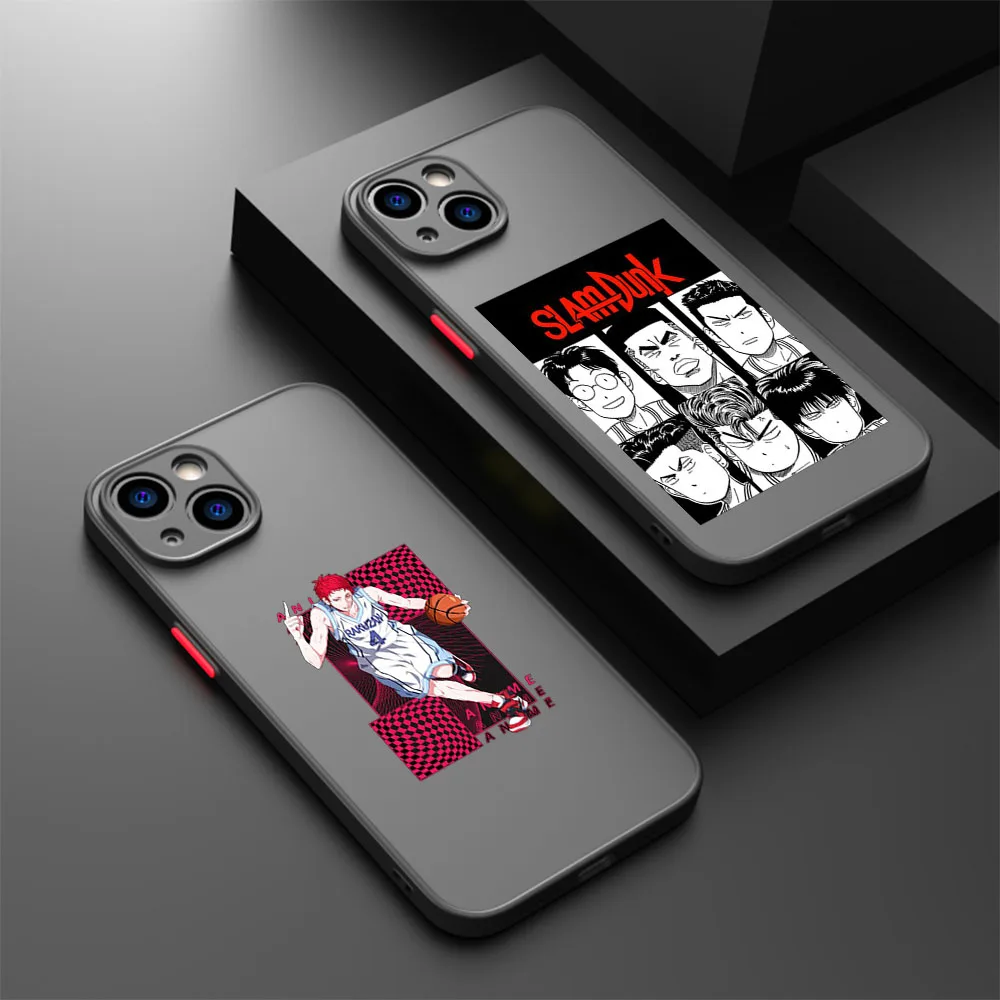Phone Cases For iPhone 16 15 11 12 13 14 Pro Max X XR 7 8 Plus SE XS Mini Slam Dunk Basketball Skin feel Translucent Matte Cover