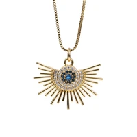 turkish blue evil eye cool star sun pendant necklace for women clavicle chain romantic female accessories zirconia luck jewelry