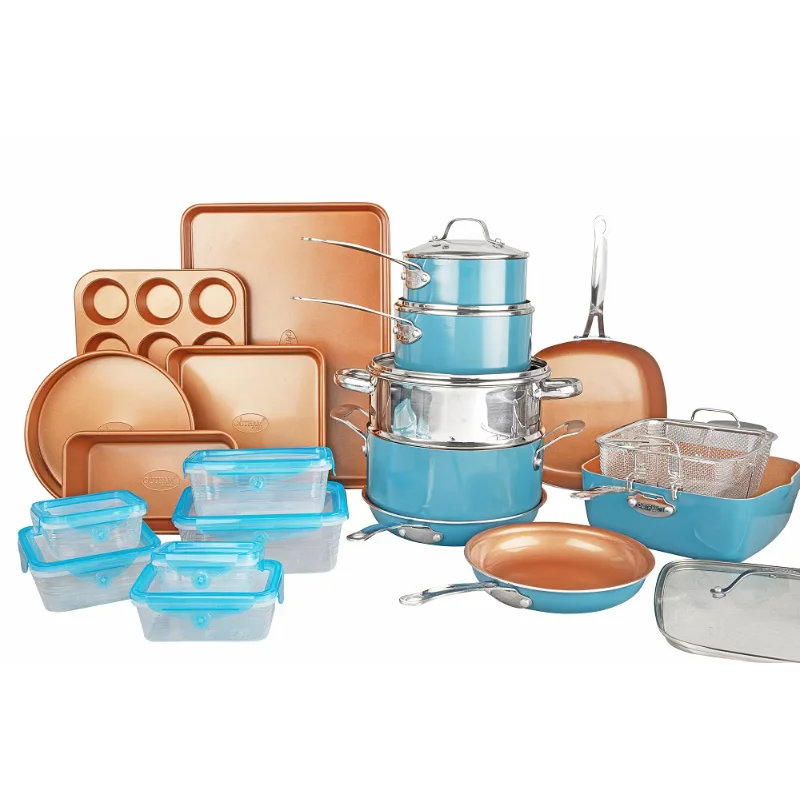 

Gotham Steel 32 Piece Cookware Set, Bakeware and Food Storage Set, Nonstick Pots and Pans