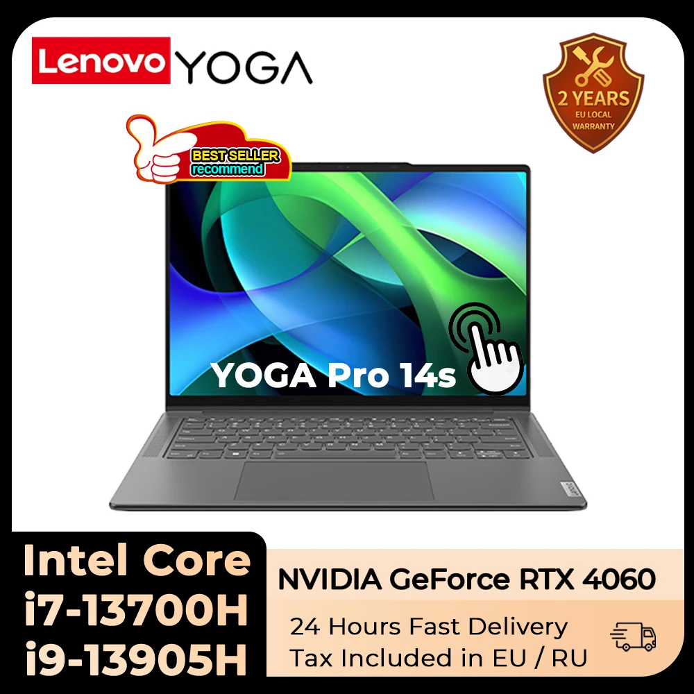 Ноутбук Lenovo YOGA Pro 14s, 2023 дюйма, 13 ядер, 10000/32 ГБ, 1 ТБ, 3K, 120 Гц, 14,5 дюйма, сенсорный экран, ноутбук, компьютер